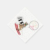 Weihnachts-Rentier-Schnee Skifahren Serviette (Ecke)