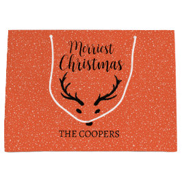 Weihnachts-Rentier & Schneefall Roter Feiertag Große Geschenktüte