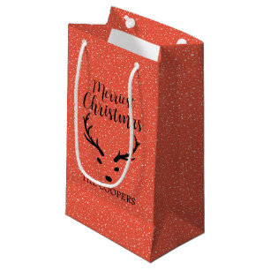 Weihnachts-Rentier & Schneefall Roter Feiertag Kleine Geschenktüte
