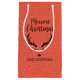 Weihnachts-Rentier & Schneefall Roter Feiertag Kleine Geschenktüte