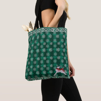 Weihnachts-Rentier & Schneeflocke Tasche