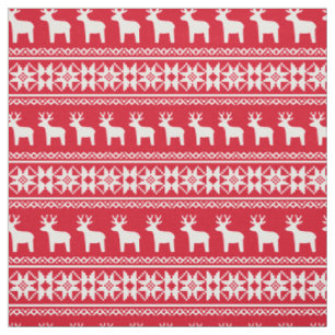 Weihnachts-Rentier-Schneeflocken-Muster Vintage-Ro Stoff