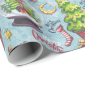 Weihnachts-Rentier & Schneekanäle Geschenkpapier (Rolleneckpunkt)