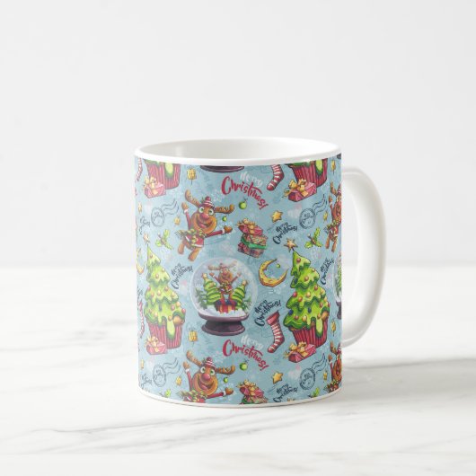 Weihnachts-Rentier & Schneekanäle Kaffeetasse (VorderseiteRechts)
