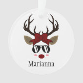 Weihnachts-Rentier schwarze Sonnenbrille roter Haa Ornament (Vorderseite)
