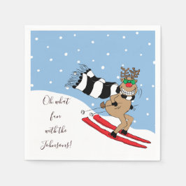 Weihnachts-Rentier-Skifahren Serviette