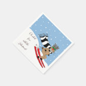 Weihnachts-Rentier-Skifahren Serviette (Ecke)