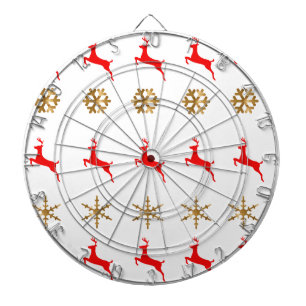 Weihnachts-Rentier Snowflake Gold rot Dartscheibe