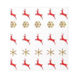 Weihnachts-Rentier Snowflake Gold rot Notizblock