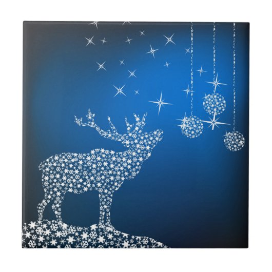 Weihnachts-Rentier & Sterne Fliese (Vorderseite)