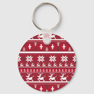Weihnachts-Rentier Stripe-Schlüsselanhänger Schlüsselanhänger