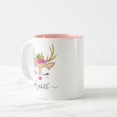 Weihnachts-Rentier-Tasse Zweifarbige Tasse (Vorderseite Links)