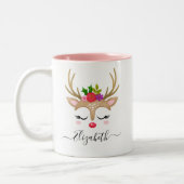 Weihnachts-Rentier-Tasse Zweifarbige Tasse (Links)