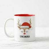 Weihnachts-Rentier-Tasse Zweifarbige Tasse (Links)