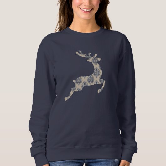 Weihnachts-Rentier-Toile-Muster Sweater Sweatshirt (Vorderseite)