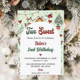 Weihnachts Rentier Two Sweet 2. Geburtstag Einladung
