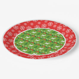 Weihnachts-Rentier und Schneeflocken-Muster Pappteller
