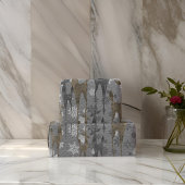 Weihnachts-Rentier und Schneeflocken Stahl Grau Geschenkpapier