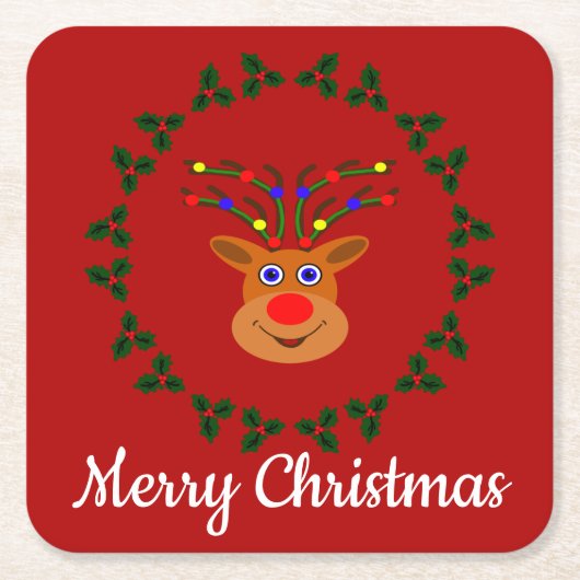 Weihnachts-Rentier-Untersetzer Rechteckiger Pappuntersetzer (Vorderseite)