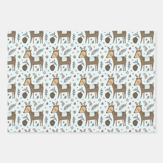 Weihnachts-Rentier-Urlaubsmuster Geschenkpapier Set (Vorderseite 3)