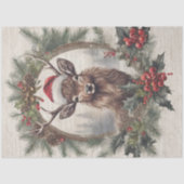 Weihnachts-Rentier Vintager Kiefernholz Seidenpapier (Vorderseite)
