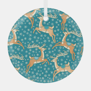 Weihnachts-Rentier: Vintages nahtloses Muster. Ornament Aus Glas