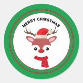Weihnachts-Rentier-Weihnachtsfest Runder Aufkleber (Vorderseite)