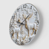 Weihnachts-Rentier Winter-Magie Große Wanduhr (Winkel)