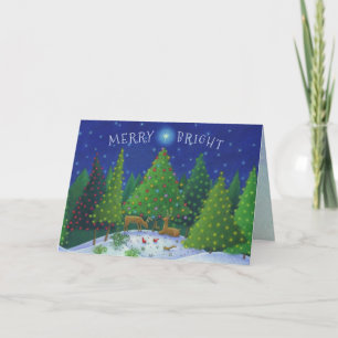 Weihnachts Rentier Woodland Tiere Merry Bright Feiertagskarte