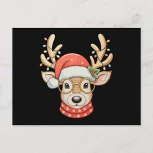 Weihnachts-Rentier Xmas-Lichter Brille Santa-Hut Feiertagspostkarte