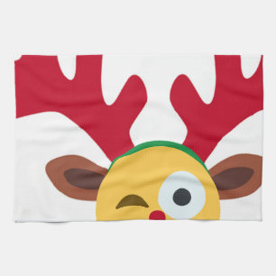 Weihnachts-Rentier-Zwinkern-Emoji Handtuch
