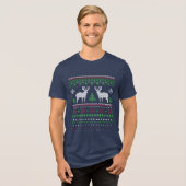 Weihnachts-Rentierbaum Schneeflocken Ugly Sweater Tri-Blend Shirt (Vorderseite voll)
