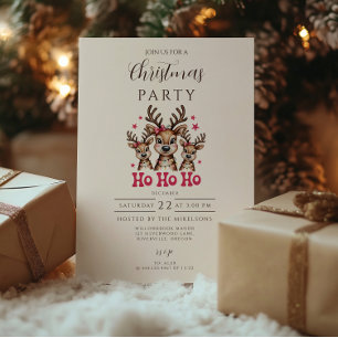 Weihnachts-Rentiere Ho Ho Ho Einladung