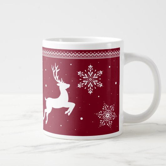 Weihnachts-Rentiere und Schneeflocken Jumbo-Tasse (Rechts)
