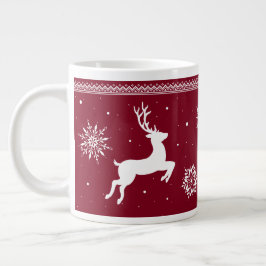 Weihnachts-Rentiere und Schneeflocken Jumbo-Tasse