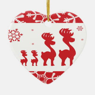 Weihnachts-Rentierfamilie Keramik Ornament