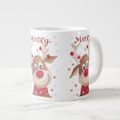 Weihnachts-Rentierfäuste mit Roten Ornamenten Jumbo-Tasse (Vorderseite Rechts)