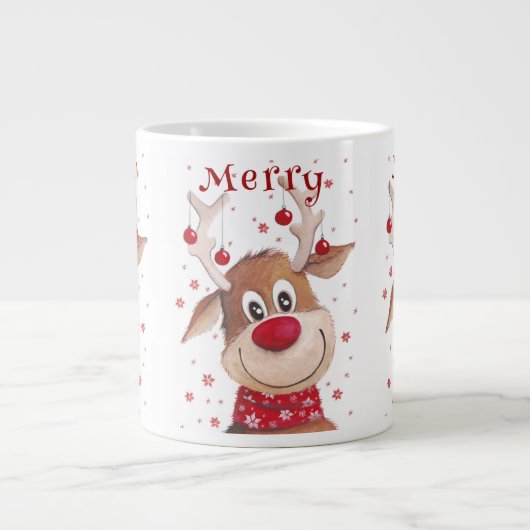 Weihnachts-Rentierfäuste mit Roten Ornamenten Jumbo-Tasse (Vorderseite)