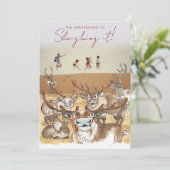 Weihnachts-Rentierferien-Fotokarte Blassgrau Feiertagskarte (Stehend Vorderseite)