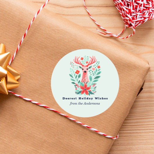 Weihnachts-Rentierfest Runder Aufkleber