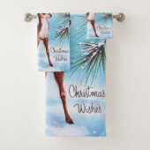 Weihnachts-Rentierfisch Pine Trees Badhandtuch Set (Insitu)