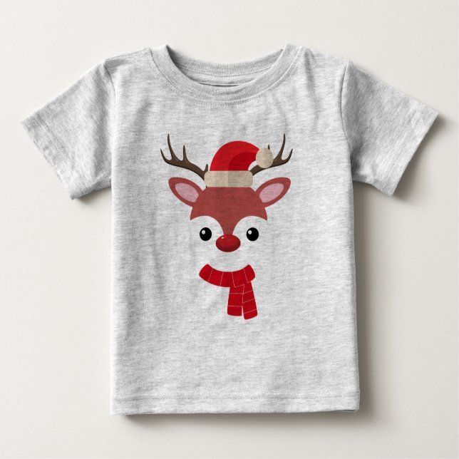 Weihnachts-Rentiergesicht Baby T-shirt (Vorderseite)