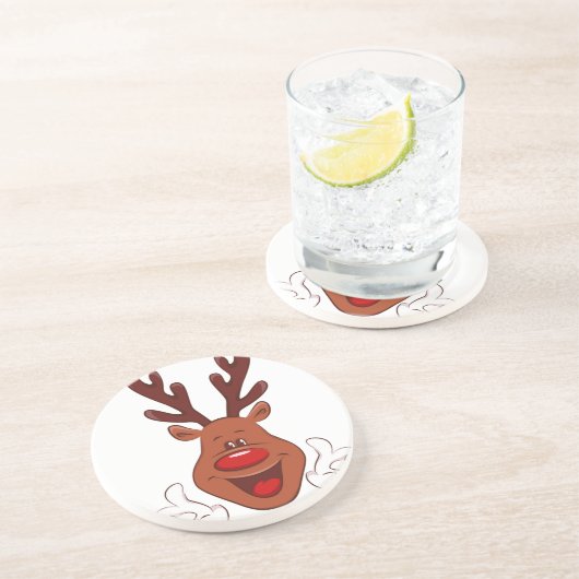 Weihnachts-Rentiergesicht Getränkeuntersetzer (Seite)