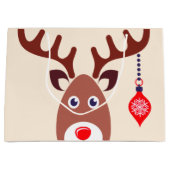 Weihnachts-Rentiergesicht Große Geschenktüte (Vorderseite)