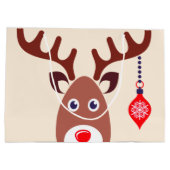 Weihnachts-Rentiergesicht Große Geschenktüte (Rückseite)