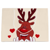 Weihnachts-Rentiergesicht Große Geschenktüte (Vorderseite)