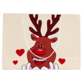 Weihnachts-Rentiergesicht Große Geschenktüte (Rückseite)