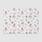 Weihnachts-Rentiergestein und Vogelwaldmuster Seidenpapier (Vorderseite)