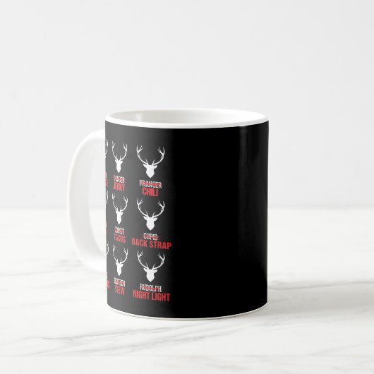 Weihnachts-Rentierjäger Hirschfleisch-Jagd Kaffeetasse (Vorderseite Links)