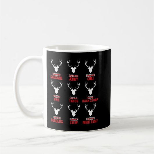 Weihnachts-Rentierjäger Hirschfleisch-Jagd Kaffeetasse (Links)
